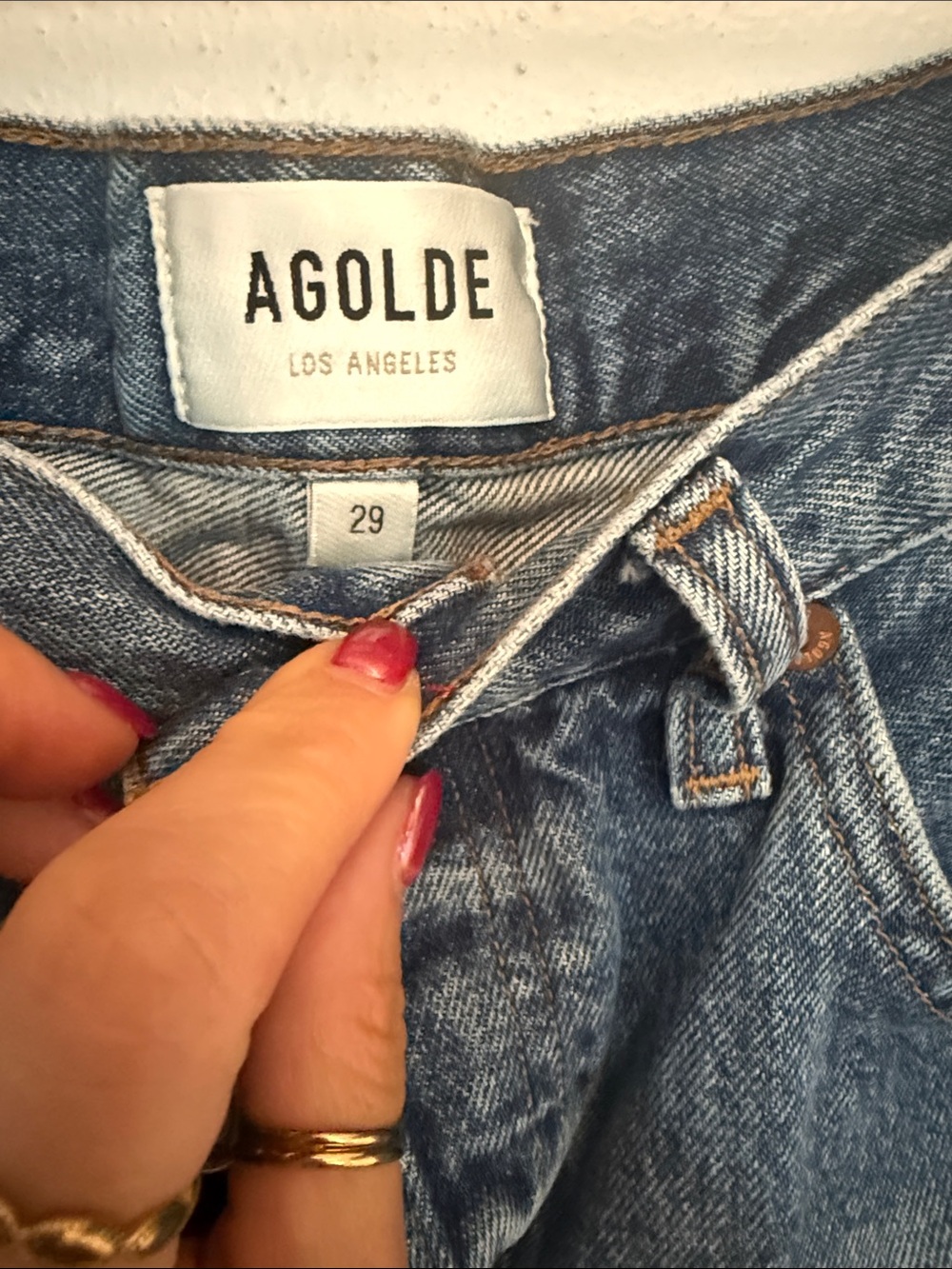 Agolde Mid-Blue High-Rise Raw-Hem Denim Shorts - Picture 2 of 3